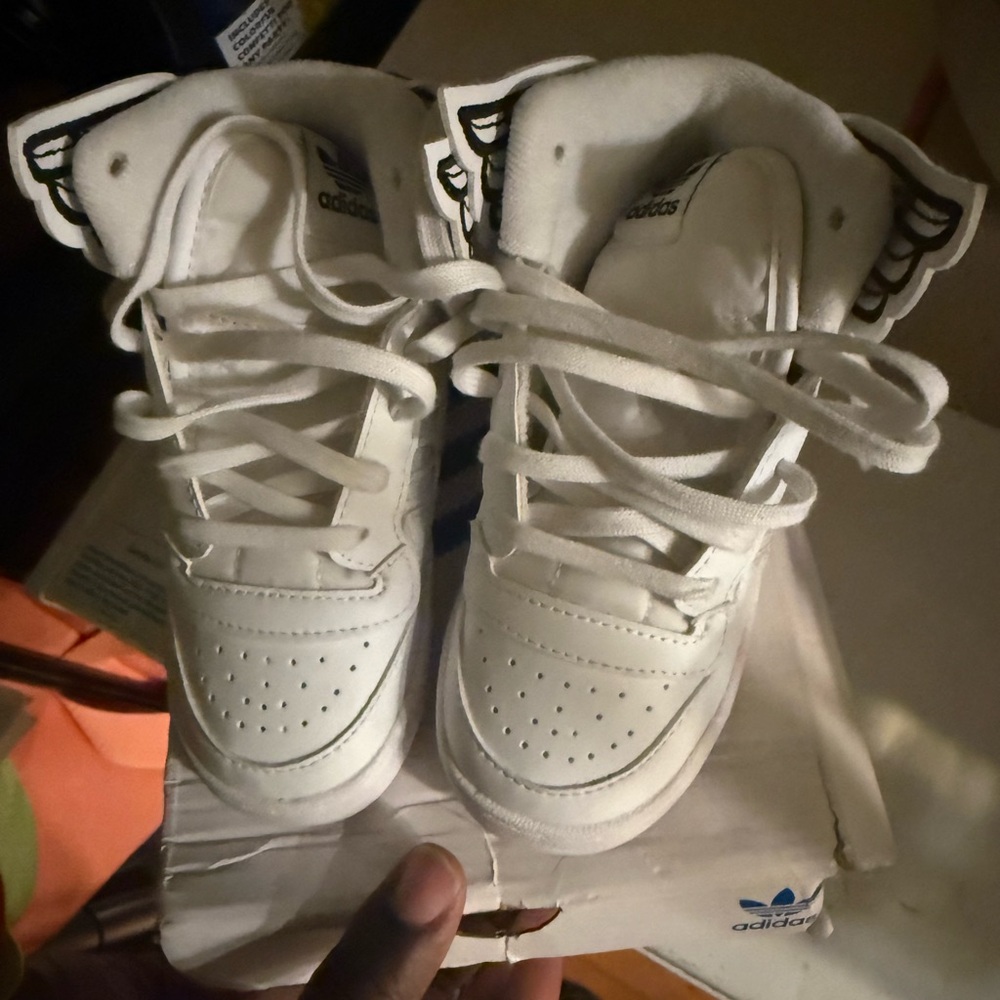 Adidas Kids White Sneakers with Wing Detail